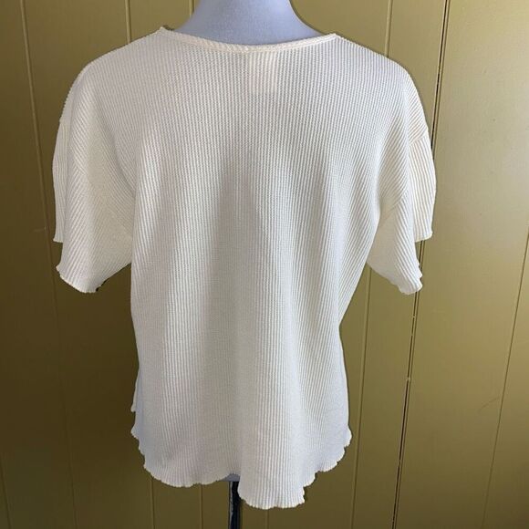 Adonna women M short sleeve & shorts waffle print pajama set cream color - Picture 11 of 15